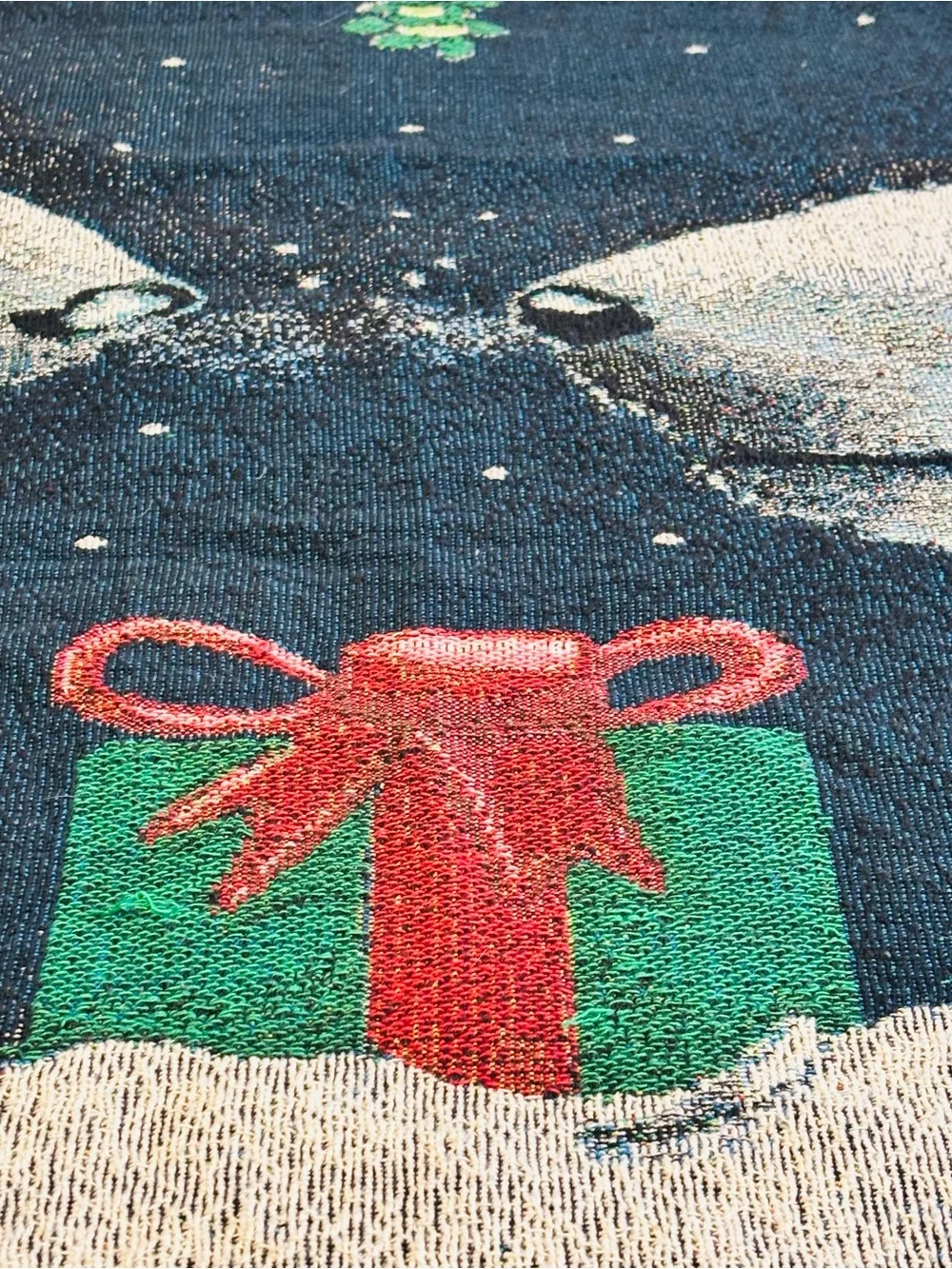 Vintage 1997 Will Bullas Bearing Gifts Polar Bear Woven Tapestry Blanket 68 X 52